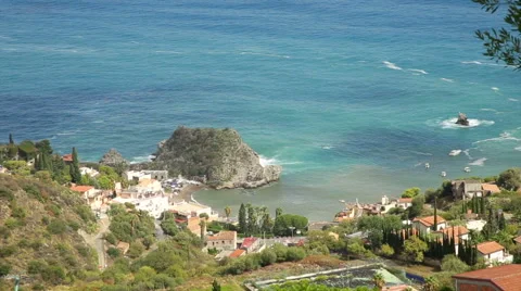 Taormina coast landscape Stock Footage 55046792
