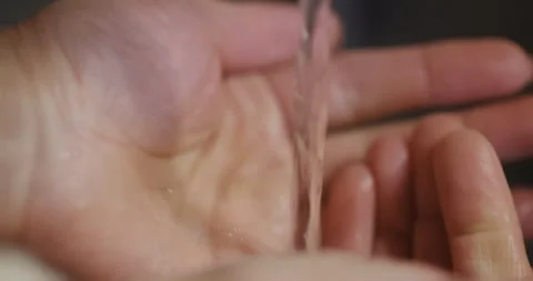 Tap and clean water in hands, 4K Stock Footage 255946202