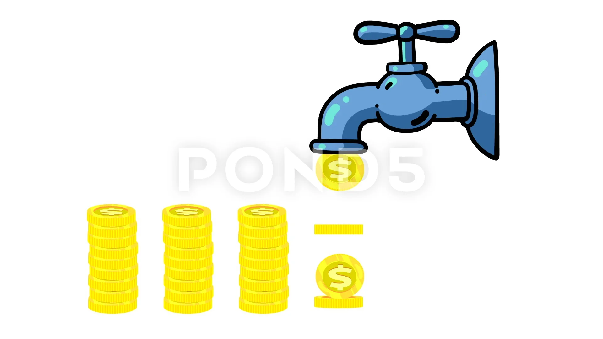 Tap and money cartoon animation | Stock Video | Pond5
