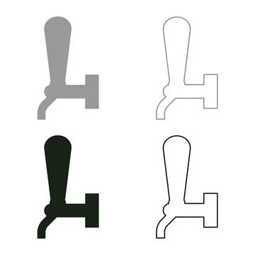Tap for beer element of pump with handle set icon grey black color vector i.. Illustration