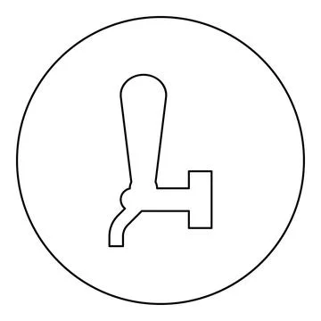 Tap for beer element of pump with handle icon in circle round black color v.. Illustration