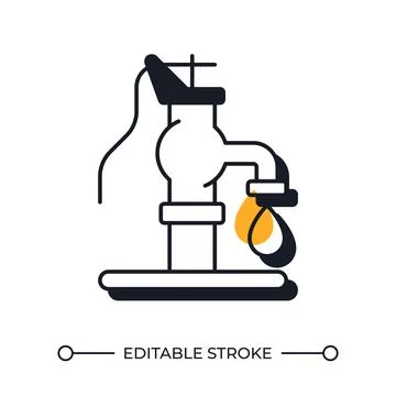 Tap with dripping water offset shadow line icon Stock Illustration
