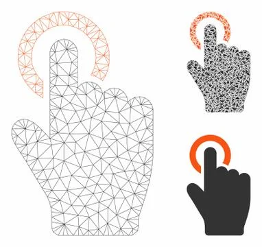 Tap Gesture Vector Mesh 2D Model and Triangle Mosaic Icon Illustrazione stock