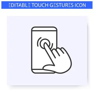 Tap hand gesture line icon. Editable illustration 스톡 일러스트