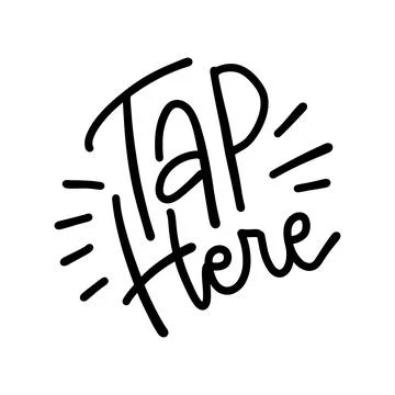 Tap here. Vector phrase for social media, blogging, web. Calligraphic linear Stock Illustration
