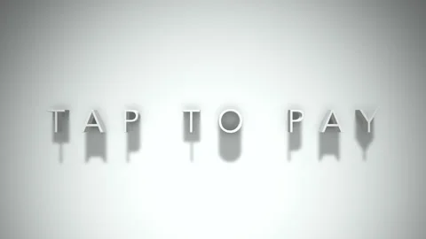 Tap to pay 3D title animation with shadows on a white background Stock Footage 297047872