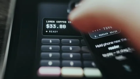 Tap To Pay Mobile Interface - Vertical Macro Shot Stock Footage 336389533