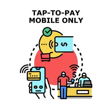 Tap to pay mobile only digital payment Stock Illustration