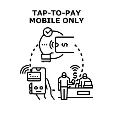Tap to pay mobile only digital payment Stock Illustration