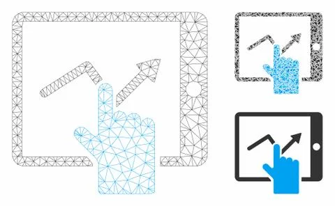 Tap Trend on PDA Vector Mesh Wire Frame Model and Triangle Mosaic Icon Stock Illustration