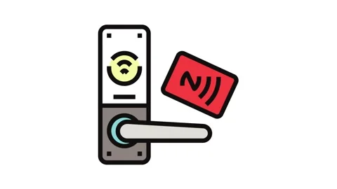 Tap unlock nfc technology color icon animation Stock Footage 326108523