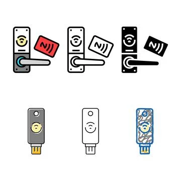 Tap unlock nfc technology diversity color icon vector Stock Illustration
