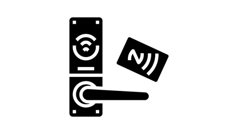Tap unlock nfc technology glyph icon animation Stock Footage 326145850
