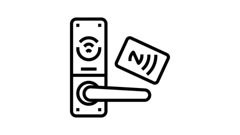 Tap unlock nfc technology line icon animation Stock Footage 326125970