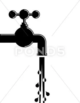 Tap water and pipes - illustration Stock Illustration