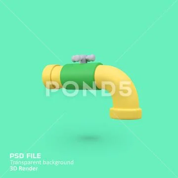 Tap water isolated 3d render icon illustration Plantilla PSD