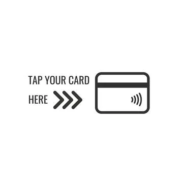 Tap your card here label icon. NFC Terminal confirms contactless payment by c Stock Illustration