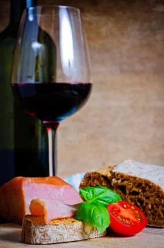 Tapas and wine Stock Photos