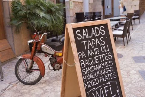 Tapas menu board Stock Photos