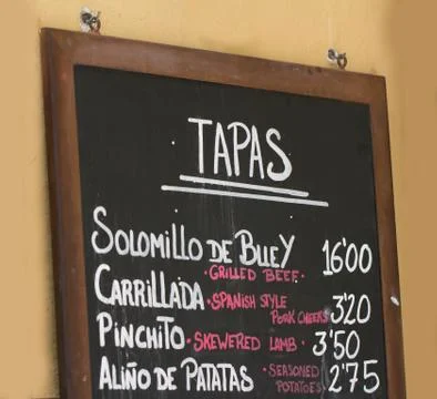 Tapas menu board Stock Photos