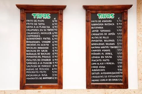 Tapas Menus, Spain Stock Photos