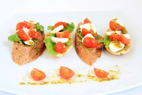 Tapas with mozzarella and cherry tomatoes Stock-Fotos