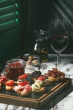 Tapas or bruschetta Stock Photos