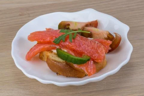 Tapas with salmon Foto stock