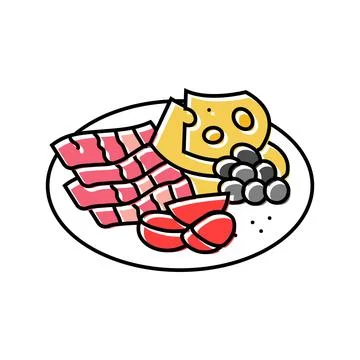 Tapas selection spanish cuisine color icon vector illustration Illustrazione stock