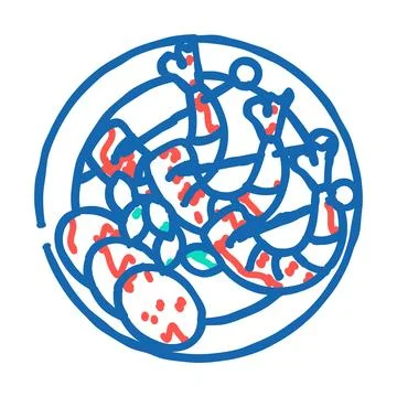 Tapas selection spanish cuisine icon doodle illustration Stock Illustration