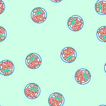 Tapas selection spanish cuisine vector seamless pattern Stock Illustration