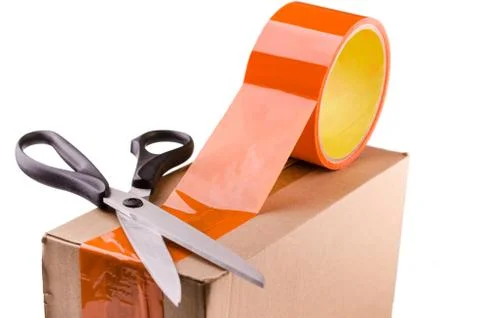 Tape and scissors Stock Photos