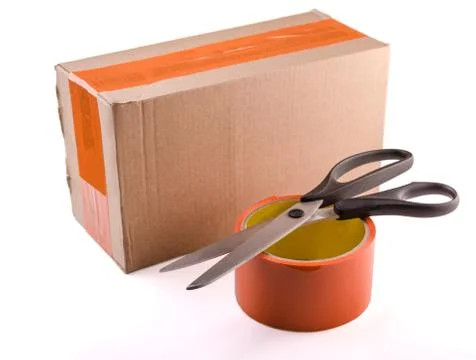 Tape and scissors Stock Photos