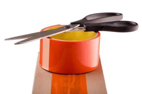 Tape and scissors Stock Photos