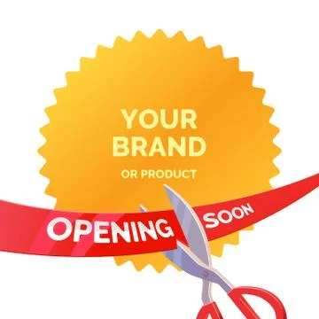 Tape and scissors. Template for open, brand or store. Stock Illustration