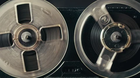 Tape audio music player, studio magnetic tape, vintage retro spool reel to reel Stock Footage 285758111