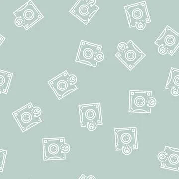 Tape backup restore services line seamless pattern Illustrazione stock