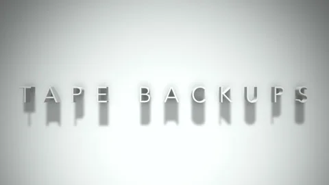 Tape backups 3D title animation white text on a white background Stock Footage 299748681