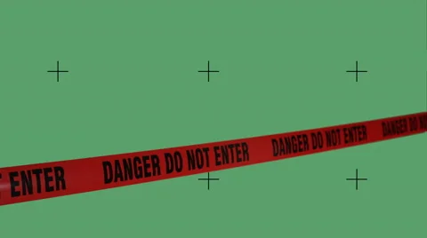 Tape barrier "danger, do not enter" moving up and down on green screen. Video stock 57525853