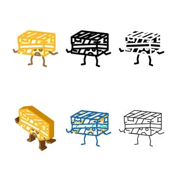 Tape cardboard variations box character color icon vector イラスト素材
