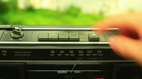 Tape cassette player boombox boom box Stock Footage