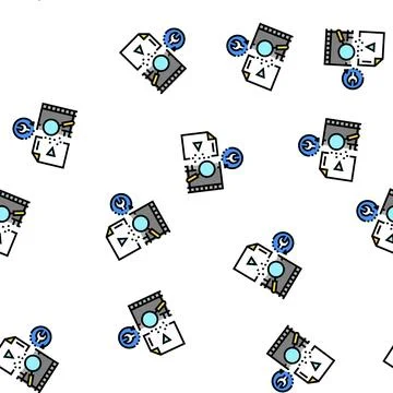 Tape data recovery vector seamless pattern 스톡 일러스트