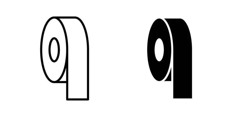 Tape icon silhouette vector set. thin line pack Stock Illustration