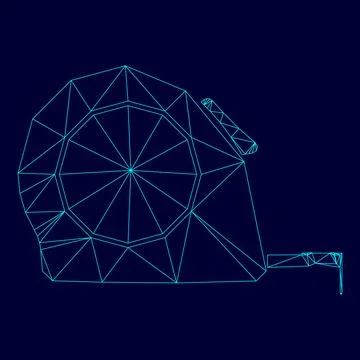 Tape measure low poly triangulation triangulated polygonal electric cyan blue Stock Illustration