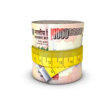 Tape measure rupees Stock-Illustration