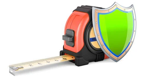 Tape measure with shield, 3D rendering Ilustración de archivo