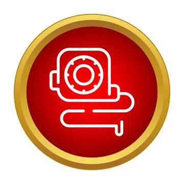 Tape measure tool icon on a red button 스톡 일러스트