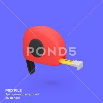 Tape measure tools construction equipment isolated 3d render icon illustratio Plantilla PSD