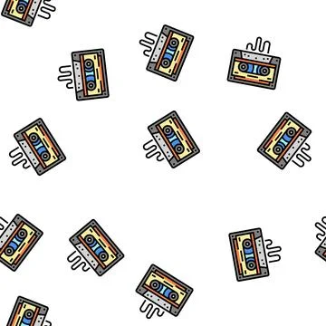 Tape with music vector seamless pattern 스톡 일러스트