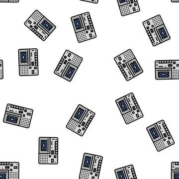 Tape player retro gadget vector seamless pattern Stockillustratie
